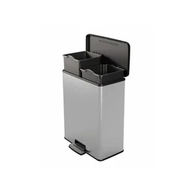 Pedálos szemetes, újrahasznosított műanyag, kivehető vödörrel, 2x26 l, CURVER &quot;Deco bin duo&quot;, fekete/ezüst
