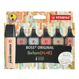 Szövegkiemelő készlet, 2-5 mm, STABILO &quot;BOSS original NatureColors&quot;, 6 különböző szín