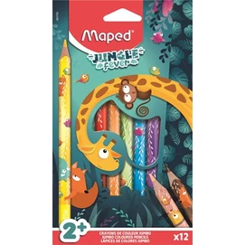 Színes ceruza készlet, vastag, MAPED &quot;Jungle Fever&quot;, 12 különböző szín