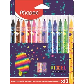 Filctoll készlet, 2,8 mm, kimosható, MAPED &quot;Pixel Party&quot;, 12 különböző szín