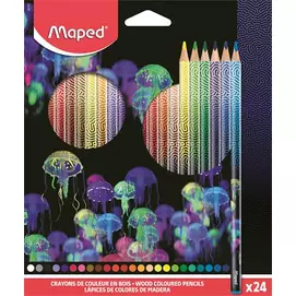 Színes ceruza készlet, háromszögletű, MAPED "Deepsea Paradise", 24 különböző szín