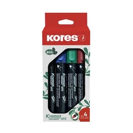 Alkoholos marker készlet, 3-5 mm, vágott, KORES &quot;ECO K-Marker XP2&quot;, 4 különböző szín