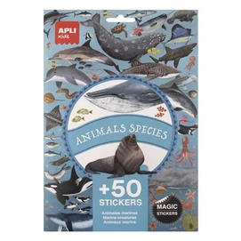 Matrica, újra felhasználható, 50 db, APLI Kids &quot;Stickers&quot;, tengeri állatok