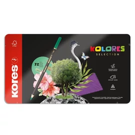 Színes ceruza készlet, háromszögletű, fém doboz, KORES &quot;Kolores Selection&quot;, 72 különböző szín