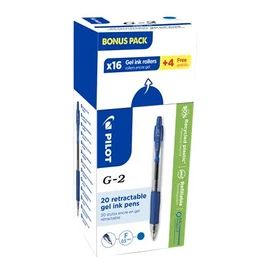 Zseléstoll, 0,25 mm, nyomógombos, PILOT &quot;G-2, Bonus Pack&quot;, kék