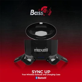 Fülhallgató, vezeték nélküli, Bluetooth 5.0, mikrofonnal, MAXELL &quot;Bass 13&quot;, fekete