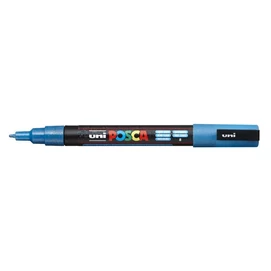 Dekormarker, 0,9-1,3 mm, UNI &quot;Posca PC-3ML&quot;, fényes kék