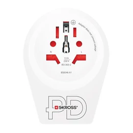 Adapter, Európába utazóknak, USB-C, gyorstöltés, földelt, SKROSS