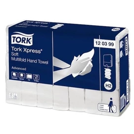 Kéztörlő, Interfold, 2 réteg, 136 lap, H2 rendszer, Advanced, TORK &quot;Xpress Soft Multifold&quot;, fehér