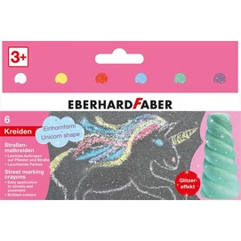 Aszfaltkréta készlet, EBERHARD FABER &quot;Unikornis&quot;, 6 csillámos szín
