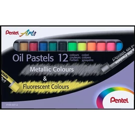Olajpasztell kréta, PENTEL, &quot;Arts&quot;, 12 különböző fluoreszkáló és metál szín