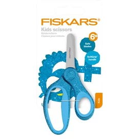 Olló, iskolai, 13 cm, FISKARS &quot;Glitter Kids&quot;, kék
