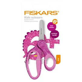 Olló, iskolai, 13 cm, FISKARS &quot;Glitter Kids&quot;, rózsaszín