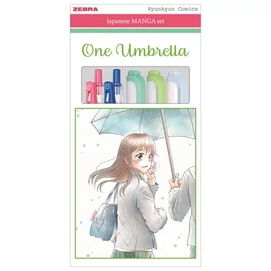 Írószer készlet, ZEBRA &quot;Manga Set, One Umbrella&quot;, 5 darabos
