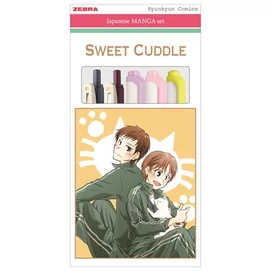 Írószer készlet, ZEBRA &quot;Manga Set, Sweet cuddle&quot;, 5 darabos