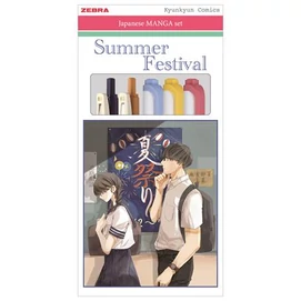 Írószer készlet, ZEBRA &quot;Manga Set, Summer Festival&quot;, 5 darabos