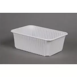 Ételtároló doboz, műanyag, szögletes, mikrózható, 1000 ml, 50 db, &quot;Varia&quot;, fehér