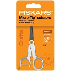 Olló, általános, tapadásmentes, 13 cm, FISKARS &quot;MicroTip Titanium&quot;, fehér