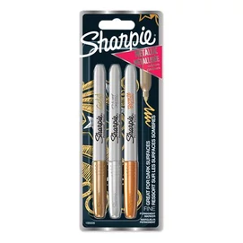 Alkoholos marker készlet, 1,4 mm, kúpos, SHARPIE &quot;Metallic&quot;, 3 különböző szín