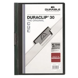 Gyorsfűző, klipes, A4, DURABLE &quot;DURACLIP® 30&quot;, sötétzöld