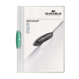 Gyorsfűző, klipes, A4, DURABLE &quot;Swingclip® 30&quot;, sötétzöld