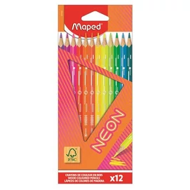 Színes ceruza készlet, háromszögletű, MAPED &quot;Neon&quot;, 12 különböző szín