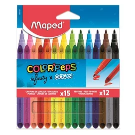 Színes ceruza és filctoll készlet, MAPED &quot;Color`Peps INFINITY&quot;, 15+12 különböző szín