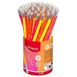 Grafitceruza radírral, ceruzatartó, HB, háromszögletű, MAPED &quot;Black`Peps Neon&quot;, vegyes színek