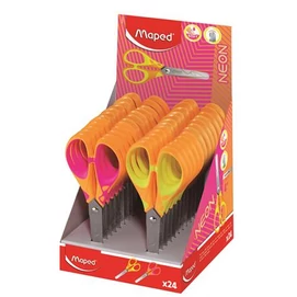 Olló, display, iskolai, 13 cm, MAPED &quot;Soft Neon&quot;, vegyes színek (szín nem választható)