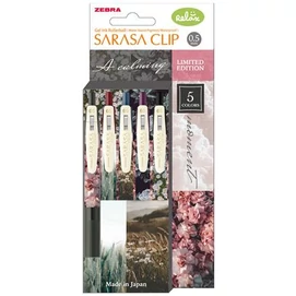 Zseléstoll, 0,33 mm, nyomógombos, ZEBRA &quot;Sarasa Clip Calming Moment&quot;, 5 különböző szín