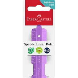 Vonalzó, műanyag, törhetetlen, 15 cm, FABER-CASTELL &quot;Sparkle&quot;, vegyes színek (szín nem választható)