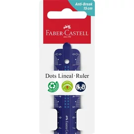 Vonalzó, műanyag, törhetetlen, 15 cm, FABER-CASTELL &quot;Pöttyös&quot;, vegyes színek (szín nem választható)