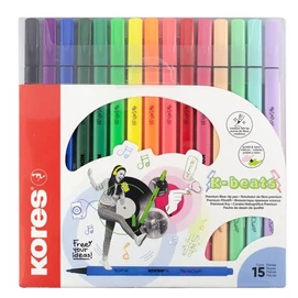 Filctoll készlet, kimosható, KORES &quot;K-beats&quot;, 15 különböző szín