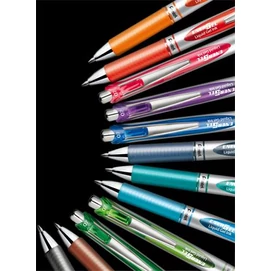 Zseléstoll, 035 mm, nyomógombos, PENTEL &quot;EnerGel BL77&quot;, világoskék