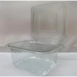Ételtároló doboz, egybefedeles, műanyag, szögletes, 500 ml, 100 db, &quot;Party&quot;, víztiszta