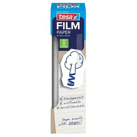 Ragasztószalag, írható, papír, 19 mm x 10 m, TESA &quot;Tesafilm&quot;, átlátszó