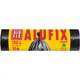 Szemeteszsák, 120 l, 10 db, 70x100 cm, 17 µ, ALUFIX &quot;Economy&quot;, fekete