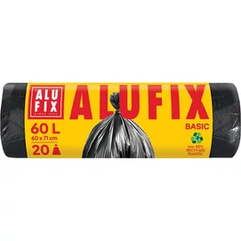 Szemeteszsák, 60 l, 20 db, 60x71 cm, 10 µ, ALUFIX &quot;Economy&quot;, fekete