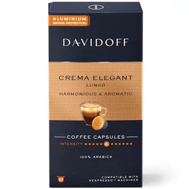 Kávékapszula, Nespresso® kompatibilis, 10 db, DAVIDOFF &quot;Crema Elegant Lungo&quot;