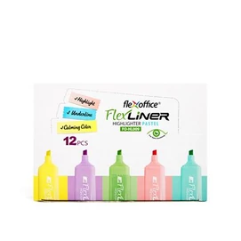 Szövegkiemelő készlet, 1-5 mm, FLEXOFFICE &quot;Flexliner&quot;, vegyes pasztell színek (szín nem választható)