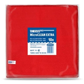 Törlőkendő, univerzális, 10 db, 40x40 cm, BONUS &quot;MicroCLEAN Extra&quot;, piros