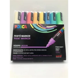 Dekormarker készlet, 1,8-2,5 mm, UNI &quot;Posca PC-5M&quot;, 8 különböző pasztell szín