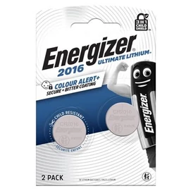 Gombelem, CR2016, 2 db, színjelző, ENERGIZER &quot;Ultimate Lithium Performance&quot;