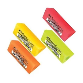 Radír, háromszögletű, FABER-CASTELL, 2 db vegyes neon színek