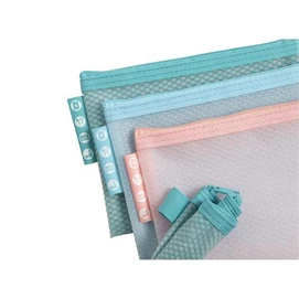 Rendszerező tasak, cipzáras, hálós, A6, EXACOMPTA &quot;Chromaline Pastel&quot;, vegyes színek
