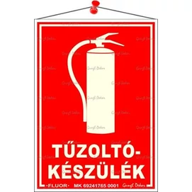 Információs tábla, 12,5x17,5 cm, fluoreszkáló, utánvilágítós, &quot;Tűzoltókészülék&quot;