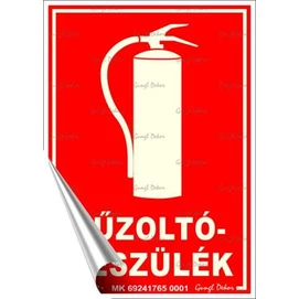 Információs matrica, 12,5x17,5 cm, fluoreszkáló, utánvilágítós, &quot;Tűzoltókészülék&quot;