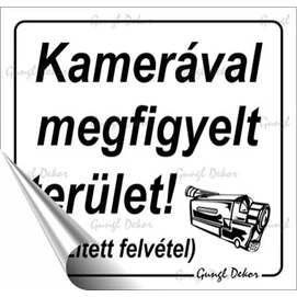 Információs matrica, 8,7x8,3 cm, &quot;Kamerával megfigyelt terület&quot;