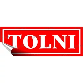 Információs matrica, 14x5 cm, &quot;Tolni&quot;, piros
