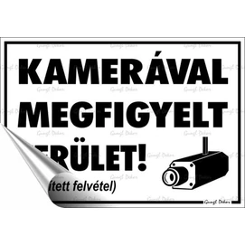 Információs matrica, 11,6x16,6 cm, &quot;Kamerával megfigyelt terület&quot;